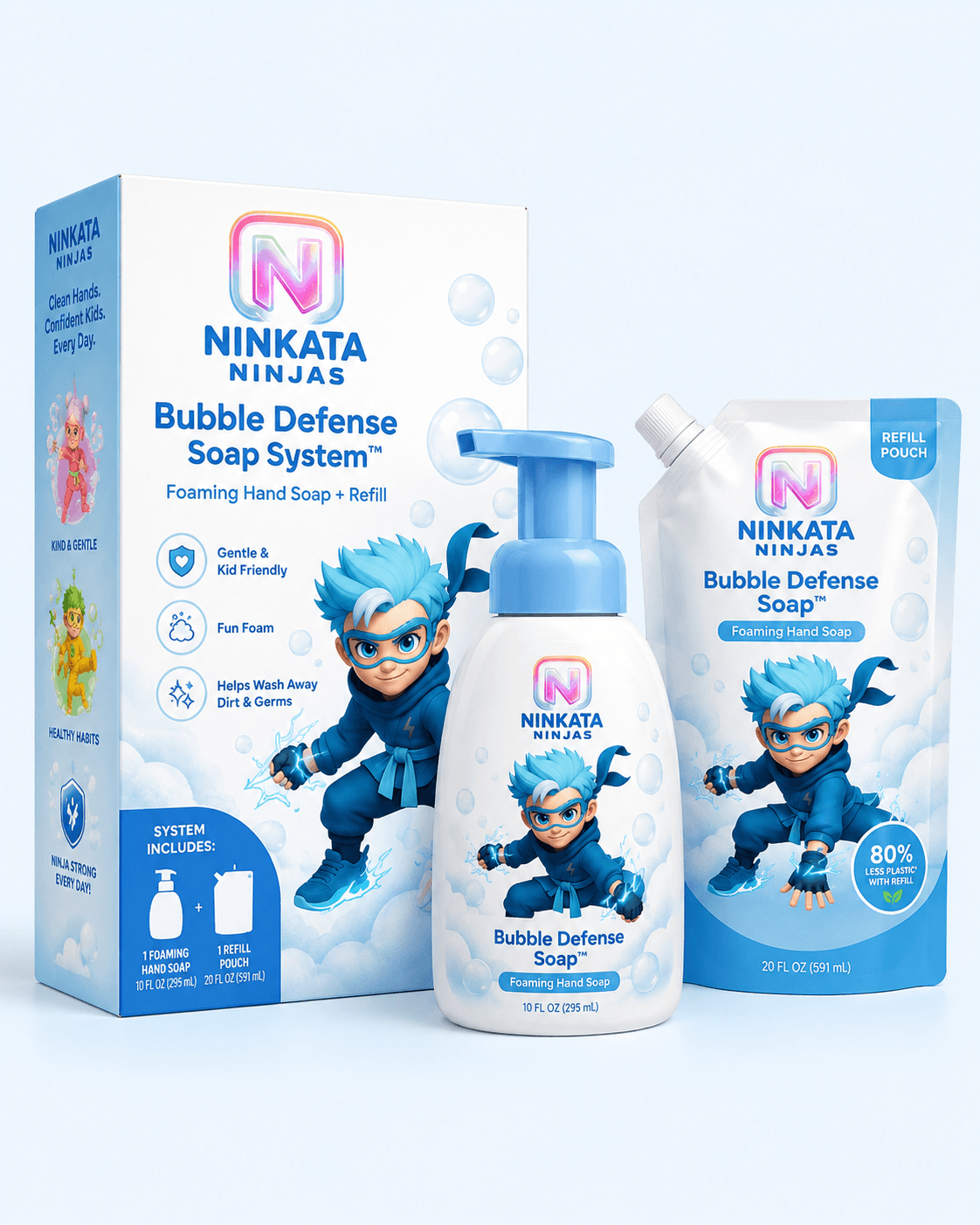 Bubble Defense Soap System — foaming hand soap with refill pouch
