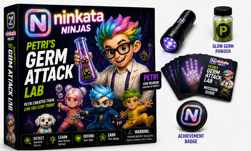 Petri's Germ Attack Lab kit with UV light and glow powder