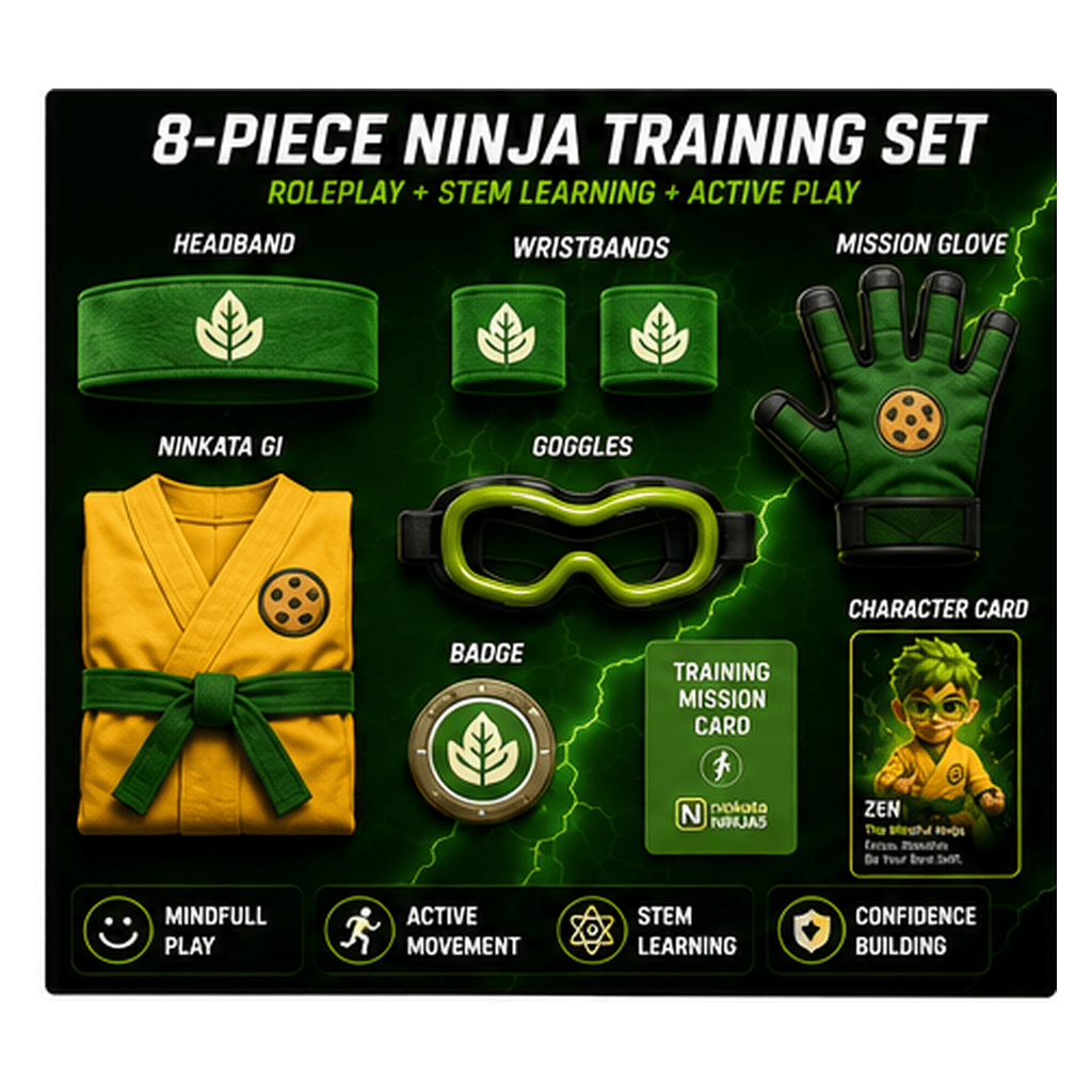 8-piece Zen ninja training set contents
